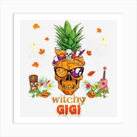 Witchy Gigi Pineapple Skull Aloha Hawaii Halloween Pumpkin Art Print