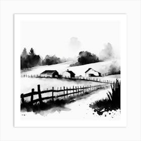 Black And White Watercolor Painting 1 Art Print