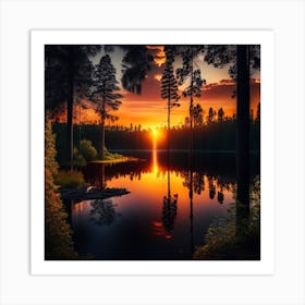 Sunset In The Forest 3 Art Print