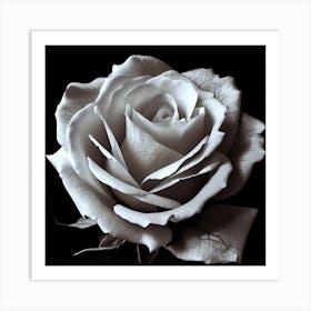 White Rose, Black And White, Lighting Art Print