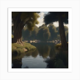 Lake In A Forest Art Print