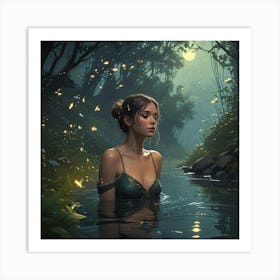 Fairy Girl In The Water Art Print