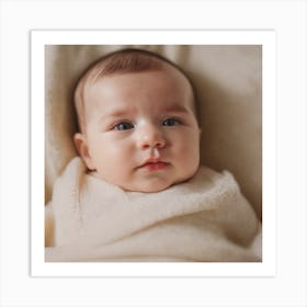 Newborn Baby Wrapped In Blanket Art Print