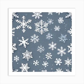 Snowflakes On A Gray Background Art Print