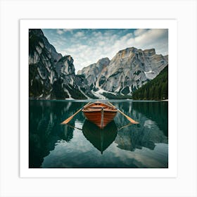 Boat In A Lake Art Print