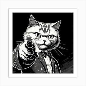 Cat In A Suit 4 Art Print