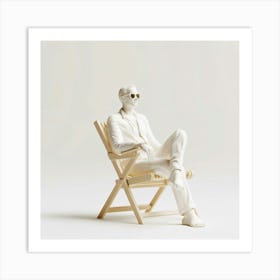 Man In White Chair Art Print