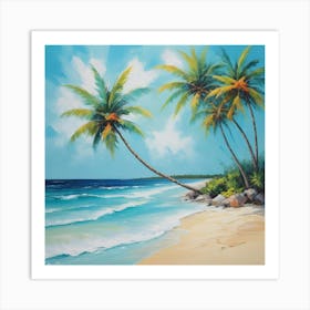 Palm Trees On The Beach Art Print 1 Art Print