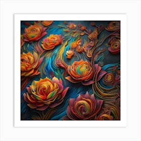 Abstract Roses Art Print