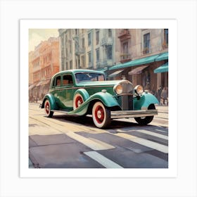 Vintage Car On The Street Art Print