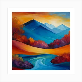 Sunset In The Mountains Art Print