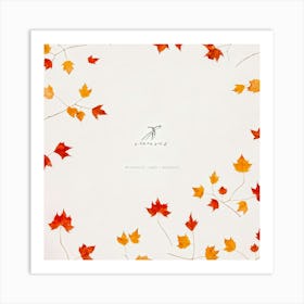 Autumn Artwork Showcasing Minimalist Design Featuring An Inventive Spread Of Leaves And Berries Sca (3) Art Print