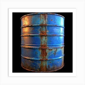 Rusty Blue Barrel Art Print