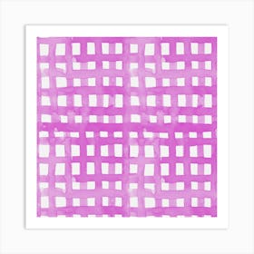 Watercolor Pink Grid Art Print