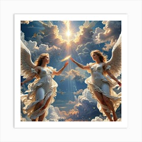 Angels ascending heaven Art Print