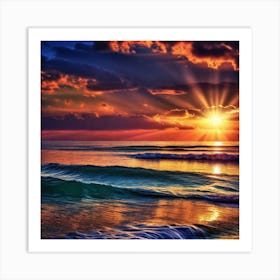 Sunset Over The Ocean 116 Art Print