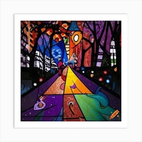 Night Time Walk Through The Park Art Print