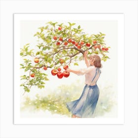 Womans Hand Picking An Apple From The Bra Art Print