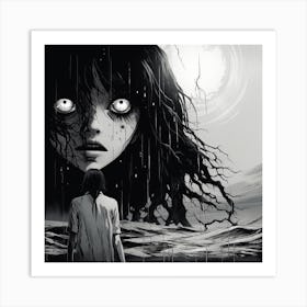 Phantom Of The Opera black and white manga Junji Ito style Art Print