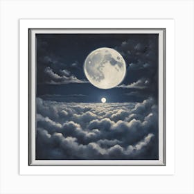 Full Moon Over Clouds Art Print