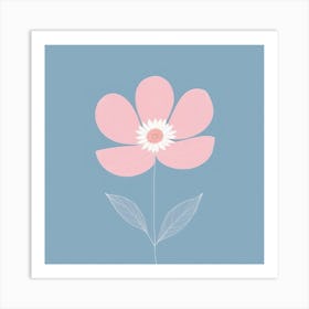 A White And Pink Flower In Minimalist Style Square Composition 308 Art Print