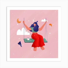 Woman On A Swing Poster