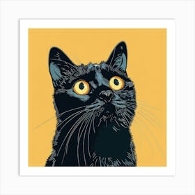 Black Cat With Yellow Eyes 4 Art Print