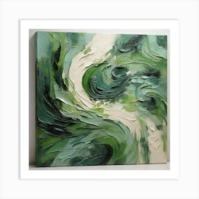 Green waves of palm leaf Art Print