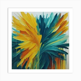 Gorgeous, distinctive yellow, green and blue abstract artwork 7 Art Print