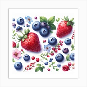 Strawberry and Blueberry 2 Art Print