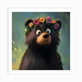 Bear In A Flower Crown Poster