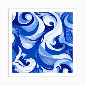 Abstract Blue And White Swirls Art Print