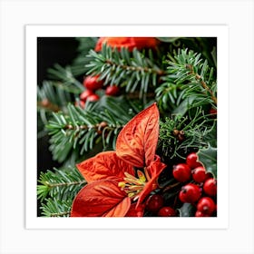 Christmas Poinsettia Art Print