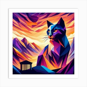 Squee Low Poly Cat Art Print