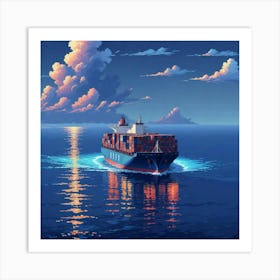 A Breathtaking Panoramic of a cargo ship Art Print