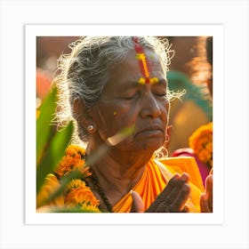 Indian Hindu Woman Praying Art Print