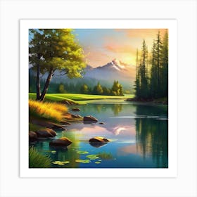 Landscape By The Lake 2 Art Print