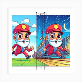 Illustration Of A Cartoon Character Running Art Print