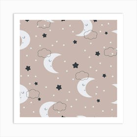 Sweet Baby Pattern Neutral (3) Art Print