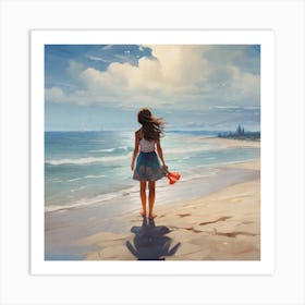 Girl On The Beach Art Print