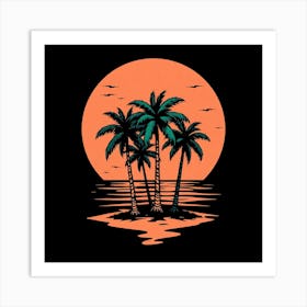 Palm Trees At Sunset Art Print