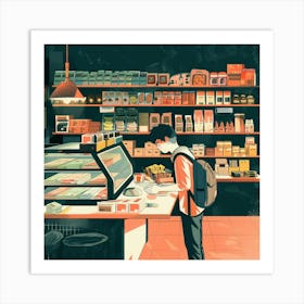 Man In A Shop Art Print