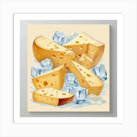 Cheese And Ice Cubes Art Print