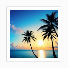 Sunset Palm Trees Art Print