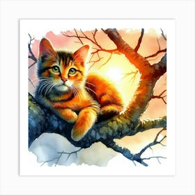 Cat In The Tree Art Print