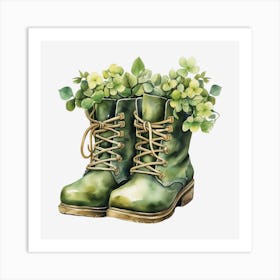 Boots With Shamrocks 5 Art Print