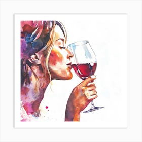 Woman Drinking Wine Art Print