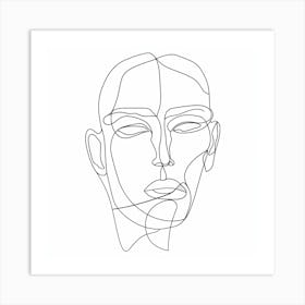 Line Drawing Of A Man'S Face Art Print