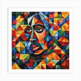 Geometric Portrait Of A Woman Art Print