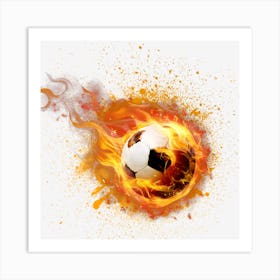 Flame Catch The Football Flaming Soccer Ball Art Print